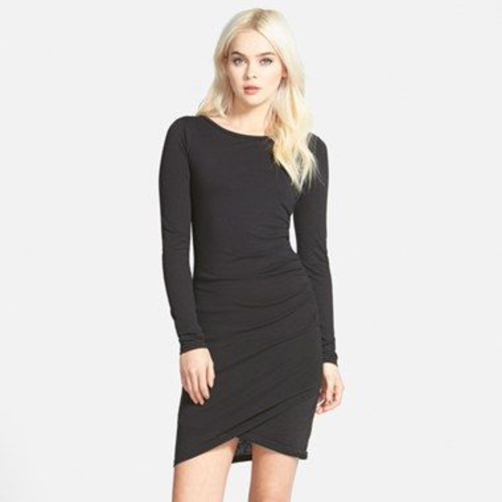 Tildon Long Sleeve Ruched Dress - Black - Small